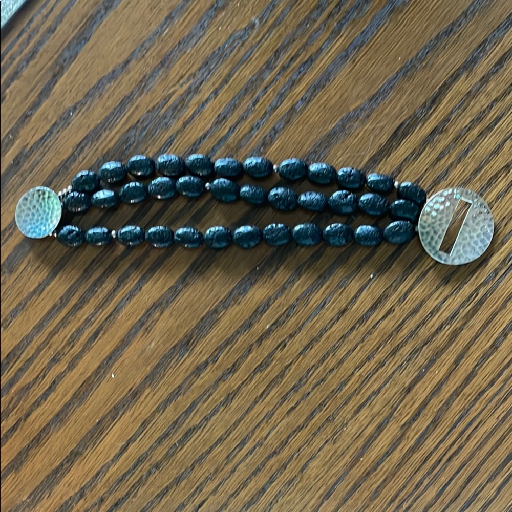 Silpada Black Beaded Bracelet with Metallic Accents